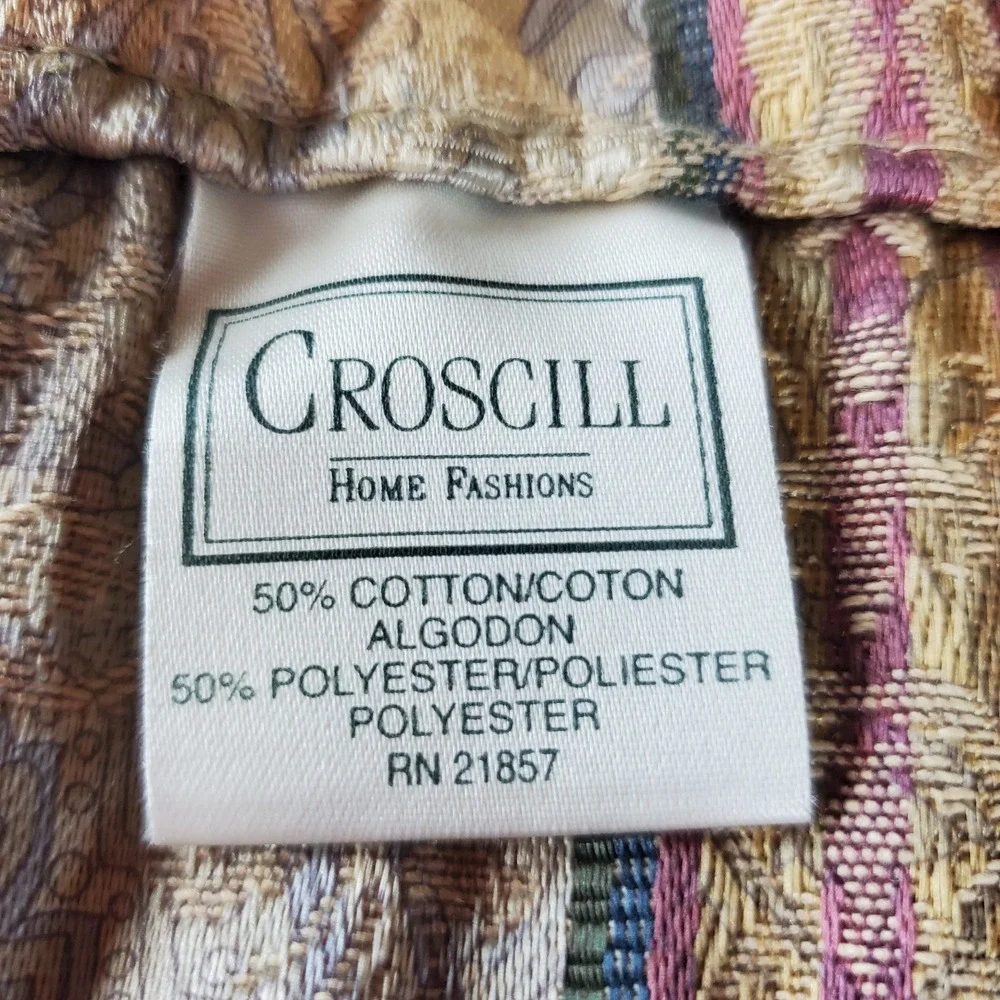 Croscill Vtg Striped valance 18x86 Cotton Blend Gold, Pink, Green,‎ Beige EUC